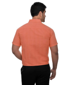 Orange Cotton Solid Regular Fit Formal Shirt