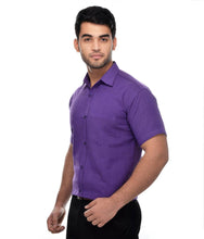 Load image into Gallery viewer, Purple Cotton Solid Regular Fit Formal Shirt