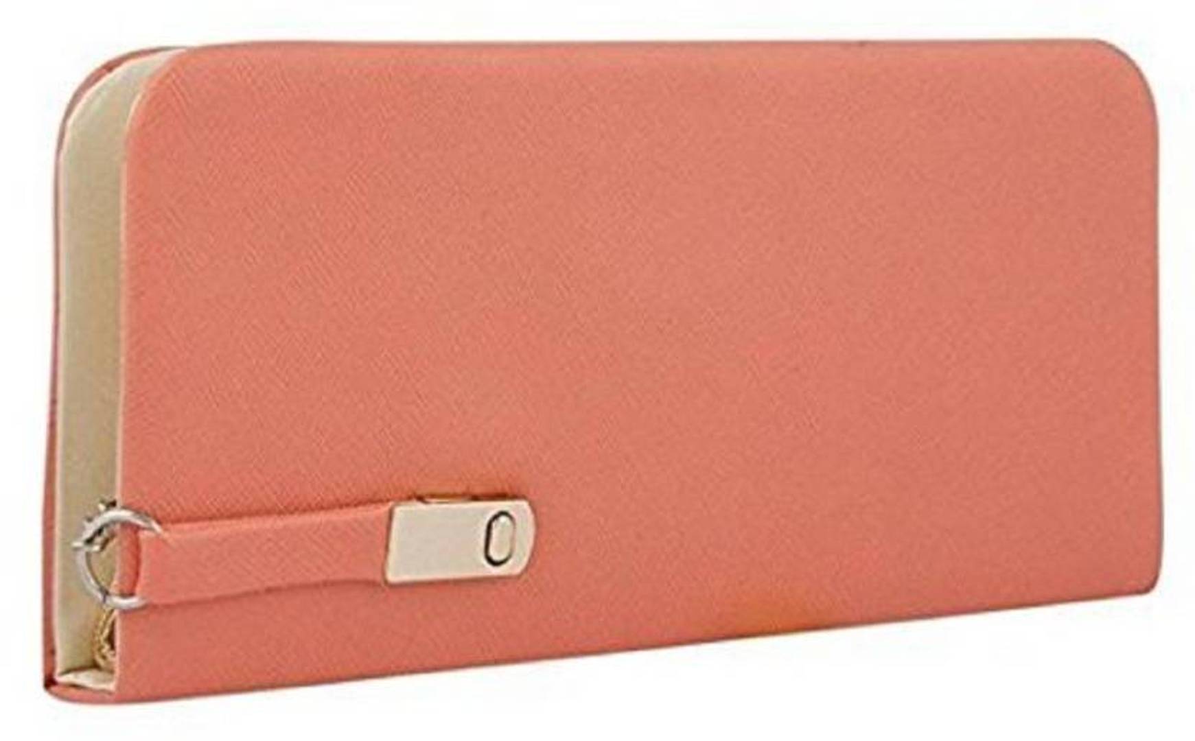 Peach Solid Trendy Clutch