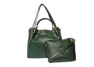 Green Solid  Handbag with Sling Bag