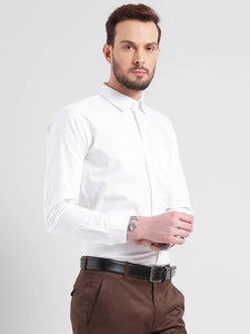 White Cotton Solid Regular Fit Formal Shirt