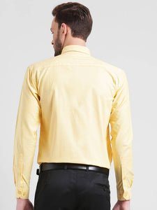 Yellow Cotton Solid Regular Fit Formal Shirt