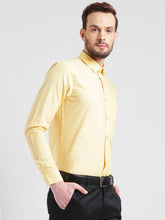 Load image into Gallery viewer, Yellow Cotton Solid Regular Fit Formal Shirt