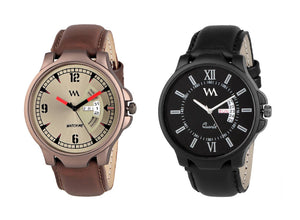 Day and Date Analog Watches Gift Combo Set of 2 Watches for Men and Boys