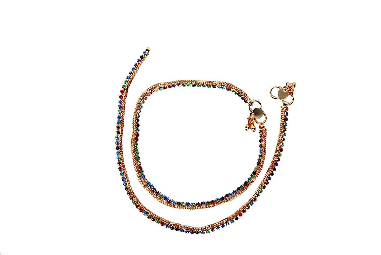 Stylish Designer Tradtional Party Wear Latest Design Gold Color Anklet/Payal/Pajeb For Women/Girls