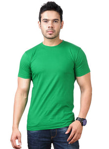 Men Green Polyester Blend Half Sleeves Round Neck Tees