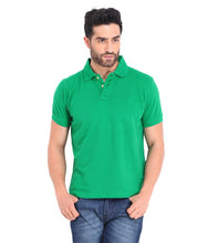 Load image into Gallery viewer, Men Green Cotton Blend Half Sleeves Polos T-Shirt