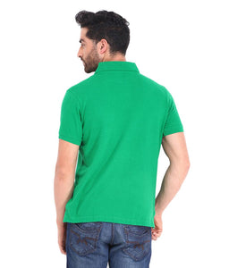 Men Green Cotton Blend Half Sleeves Polos T-Shirt