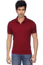 Load image into Gallery viewer, Men Maroon Cotton Blend Half Sleeves Polos T-Shirt