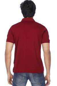 Men Maroon Cotton Blend Half Sleeves Polos T-Shirt
