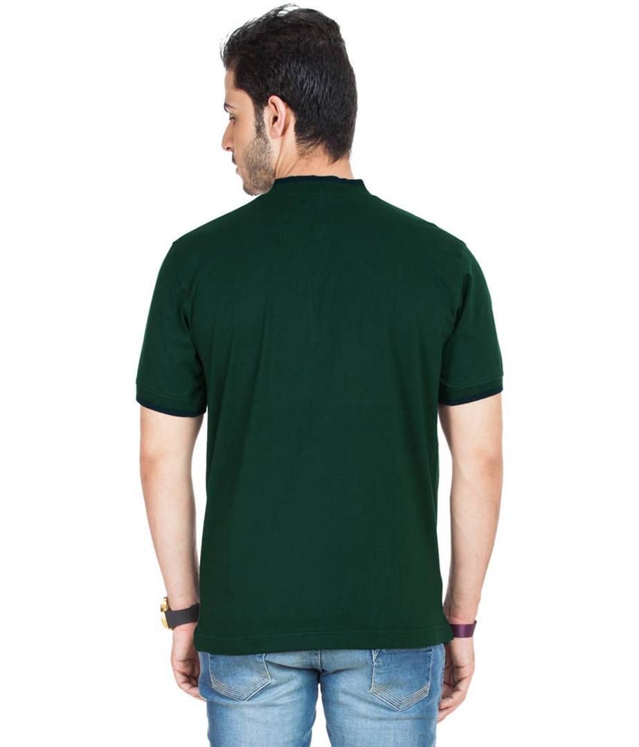 Men Green Cotton Blend Half Sleeves Polos T-Shirt