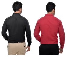 Load image into Gallery viewer, Multicoloured Khadi Solid Long Sleeve Formal Shirt (Combo of 2)