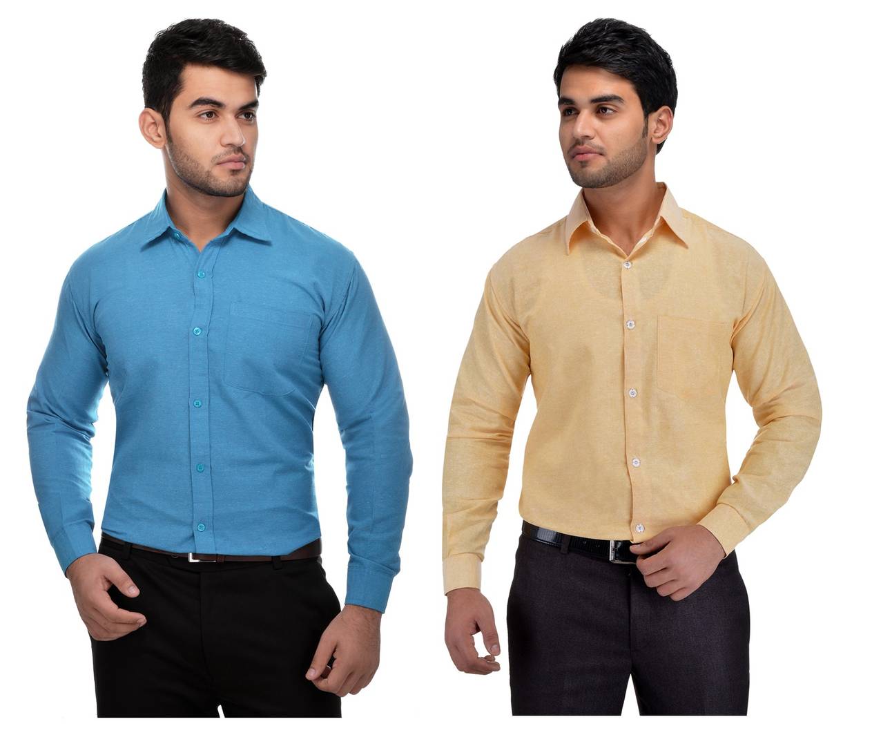Khadi Solid Long Sleeve Formal Shirt Combo