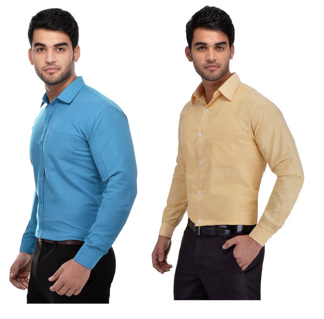 Khadi Solid Long Sleeve Formal Shirt Combo