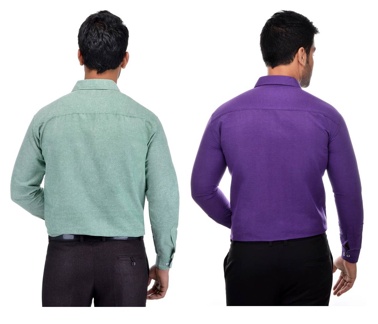 Multicoloured Khadi Solid Long Sleeve Formal Shirt (Combo of 2)