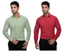 Load image into Gallery viewer, Multicoloured Khadi Solid Long Sleeve Formal Shirt (Combo of 2)