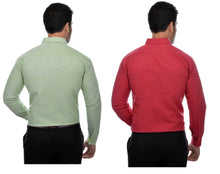 Load image into Gallery viewer, Multicoloured Khadi Solid Long Sleeve Formal Shirt (Combo of 2)