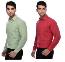 Load image into Gallery viewer, Multicoloured Khadi Solid Long Sleeve Formal Shirt (Combo of 2)