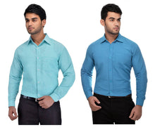 Load image into Gallery viewer, Multicoloured Khadi Solid Long Sleeve Formal Shirt (Combo of 2)