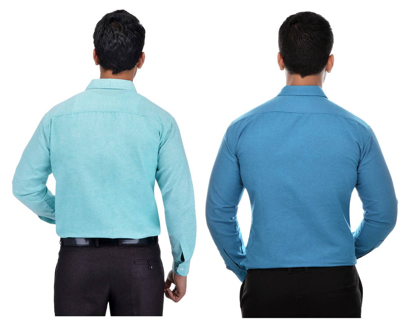 Multicoloured Khadi Solid Long Sleeve Formal Shirt (Combo of 2)