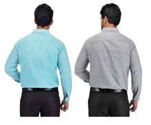 Load image into Gallery viewer, Multicoloured Khadi Solid Long Sleeve Formal Shirt (Combo of 2)