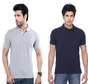 Men Multicoloured Polyester Blend Slim Fit Polos T-Shirt (Pack of 2)