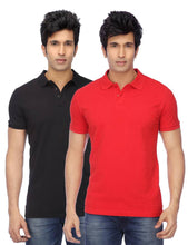 Load image into Gallery viewer, Men Multicoloured Cotton Blend Slim Fit Polos T-Shirt (Pack of 2)