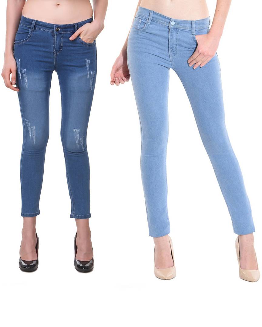 Long Jeans solid-colour middle blue denim | Calliope