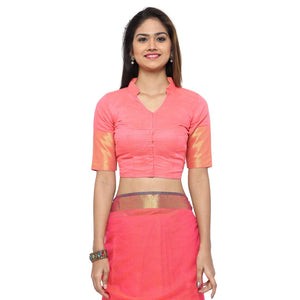 Women's embroided kota doria cotton saree with unstitched blouse piece