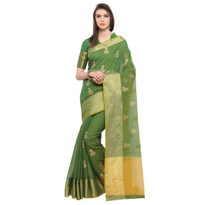 Women's embroided kota doria cotton saree with unstitched blouse piece