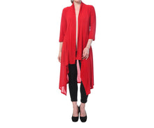 Load image into Gallery viewer, Red Cotton Solid Long Length Shrug