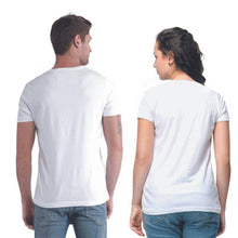 Load image into Gallery viewer, White Cotton Blend Round Neck Printed Couple T-Shirts for Men &amp; Women