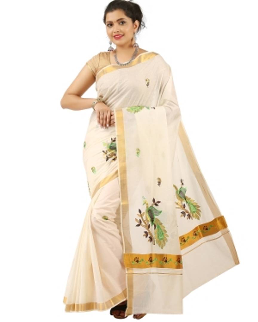 Kasavu Kerala Cotton Saree with Running Blouse