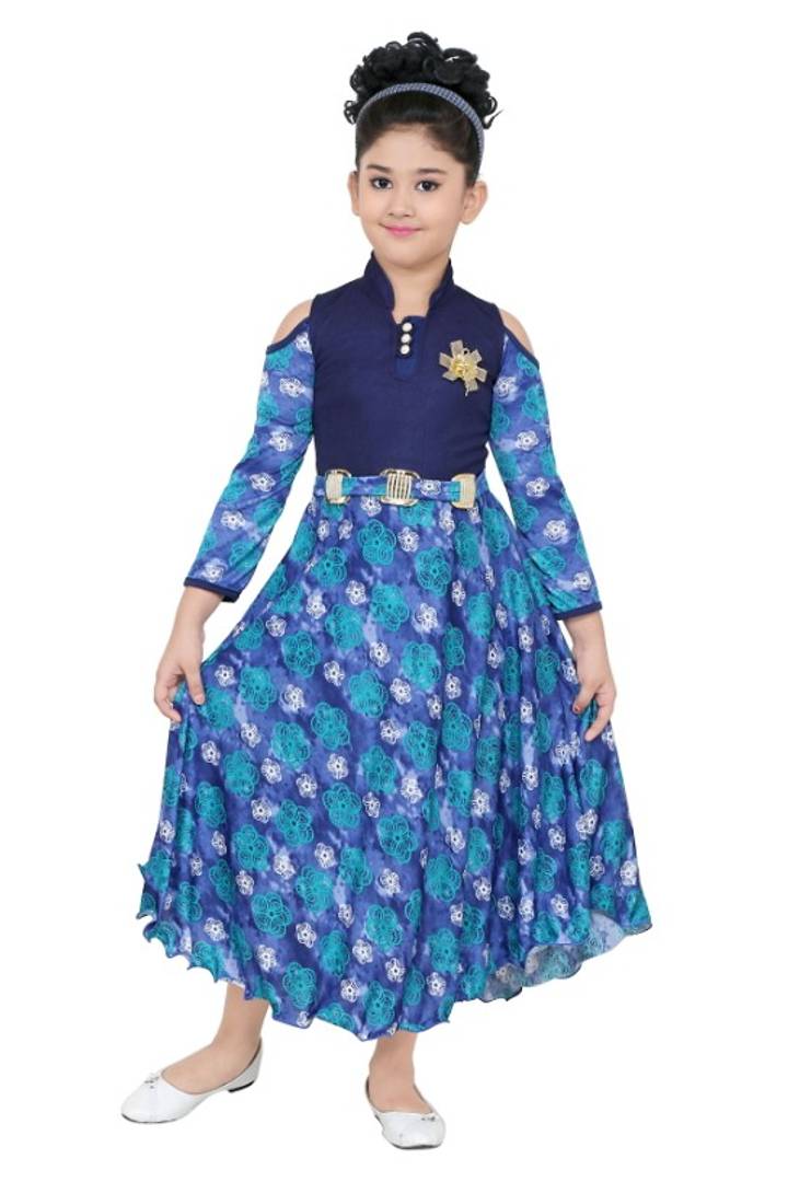 Multicoloured Rayon Self Pattern Frock  (Multicolor, 3/4 Sleeve)