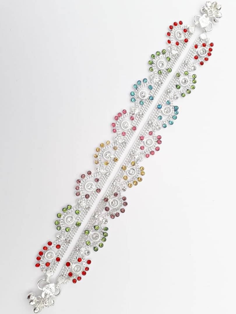 Multicoloured German Silver Anklet