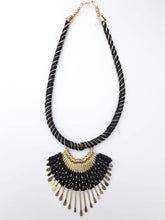 Load image into Gallery viewer, Black Fabric Tribal Necklace