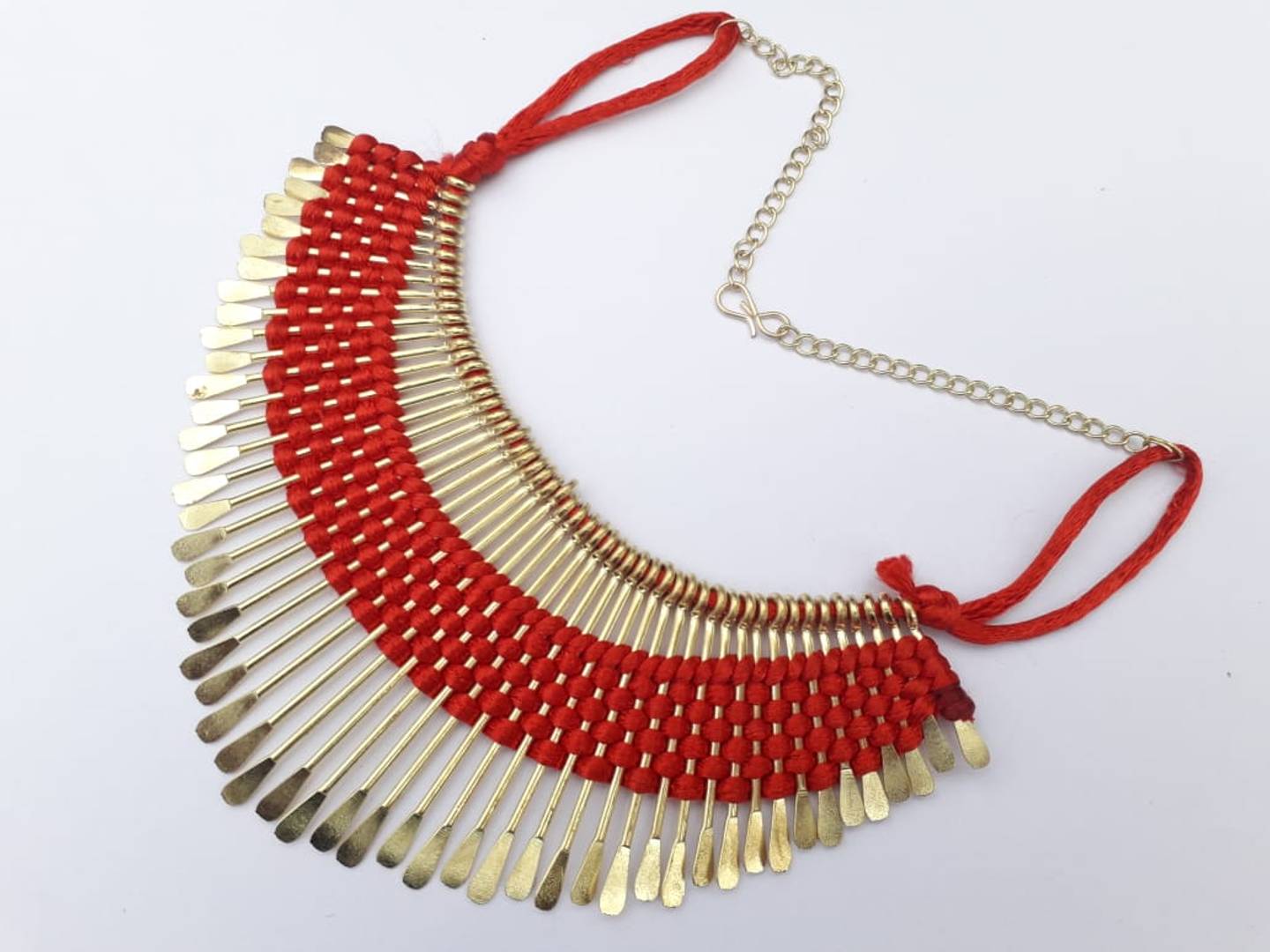 Red Fabric Tribal Necklace