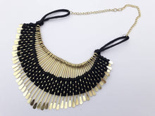 Load image into Gallery viewer, Black Fabric Tribal Necklace