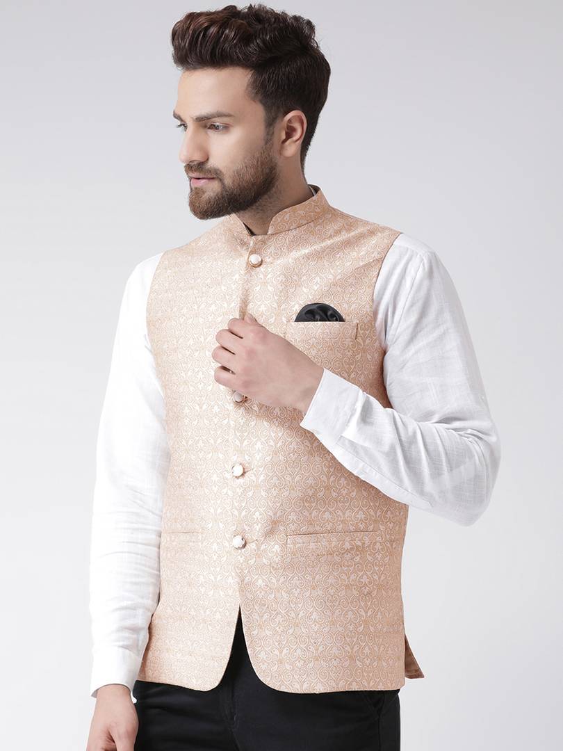 Multicoloured Polyester Blend Printed Nehru Jackets