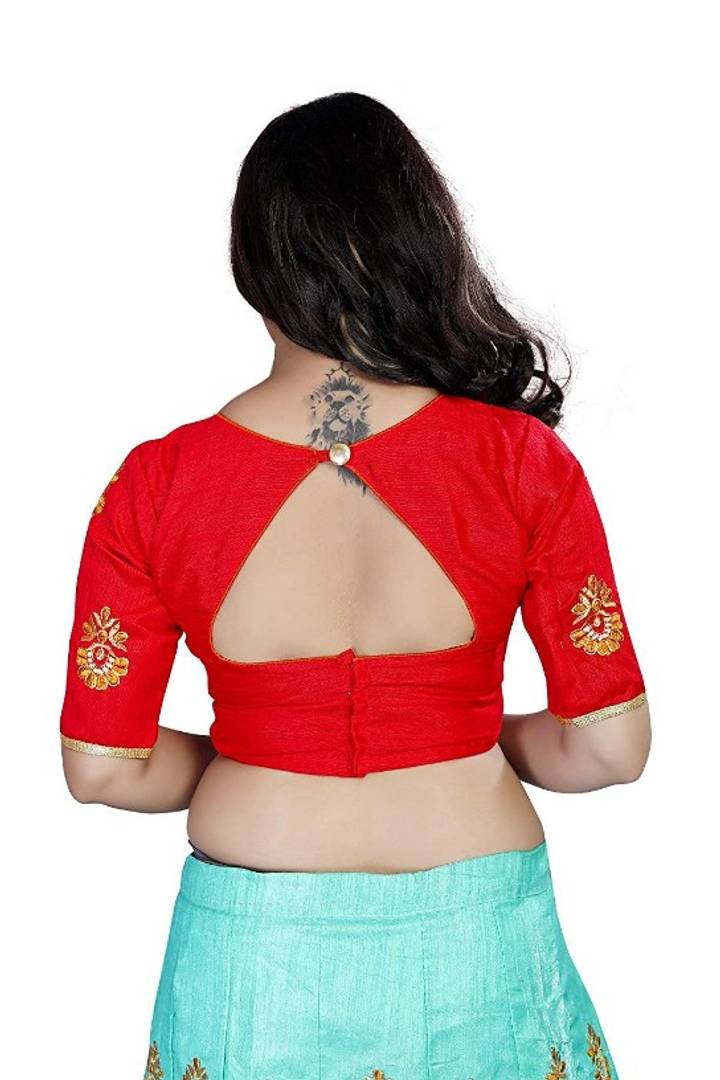 Women's Embroidery work Back Button Elbow Length Sleeves Blouse