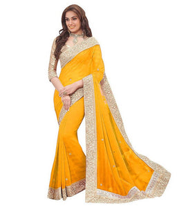 Georgette Embroidered Saree with Blouse piece