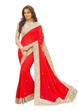 Load image into Gallery viewer, Georgette Embroidered Saree with Blouse piece