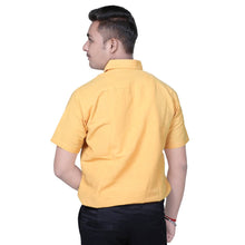 Load image into Gallery viewer, Yellow Cotton Solid Short Sleeve Formal Shirt