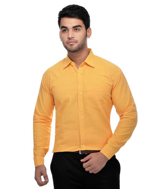 Yellow Cotton Solid Long Sleeve Formal Shirt