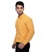 Load image into Gallery viewer, Yellow Cotton Solid Long Sleeve Formal Shirt