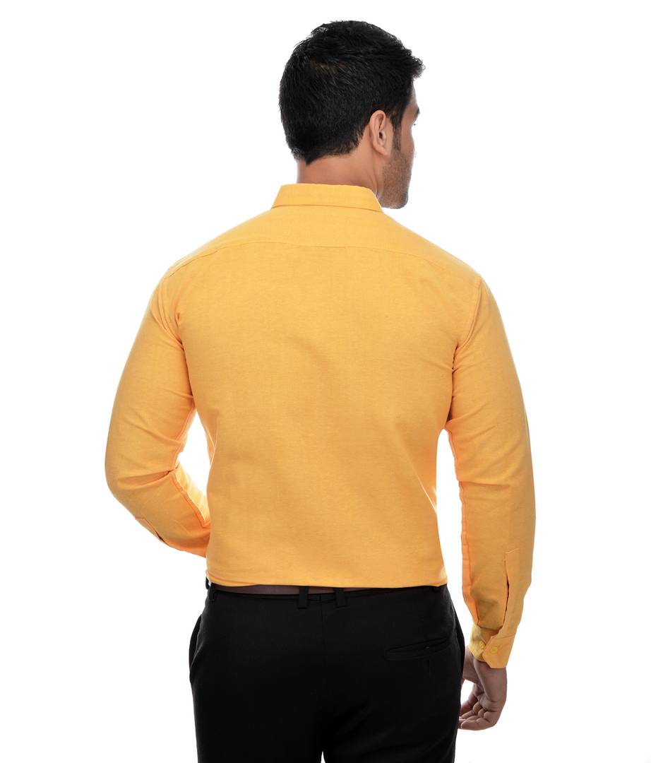 Yellow Cotton Solid Long Sleeve Formal Shirt