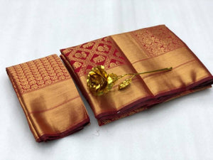 Beautiful Banarasi Silk Saree With Blouse Piece