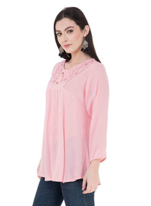 Women's Crepe Pink Top