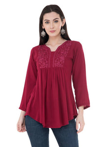 Women's Rayon Mahroon Top