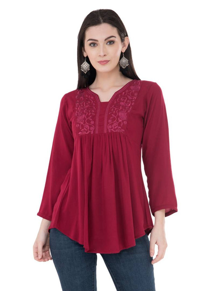 Women's Rayon Mahroon Top